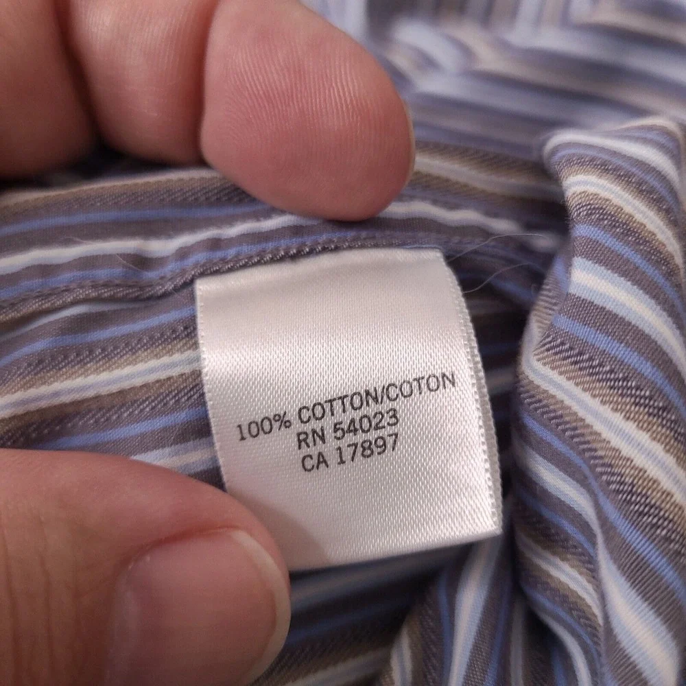 Banana‎ Republic Shirt Mens XL 17-17.5 Blue Striped Long Sleeve Button Up